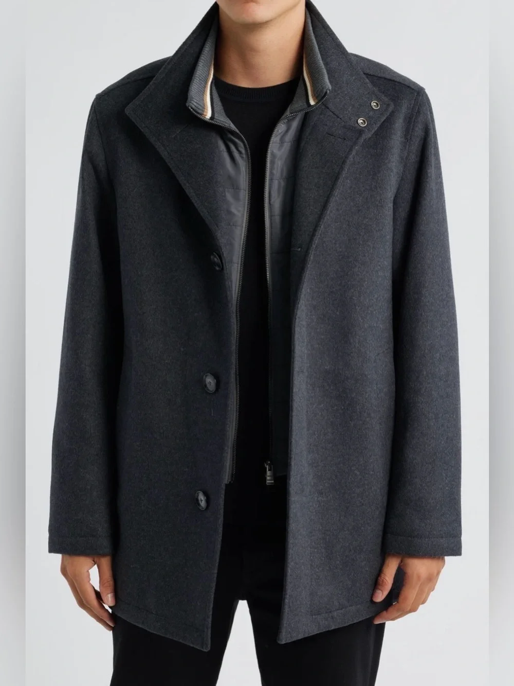 Hugo Boss Coxtan Wool-Cashmere Blend Coat in Medium Grey, 38R